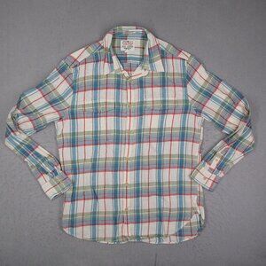 Lucky Brand Shirt Mens Large Multicolor Linen Blend California Button Up Casual